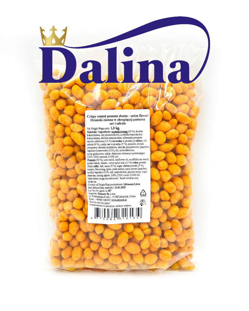 ORZESZKI ZIEMNE W CHRUPIĄCEJ PANIERCE SER I CEBULA 1000 g Dalina